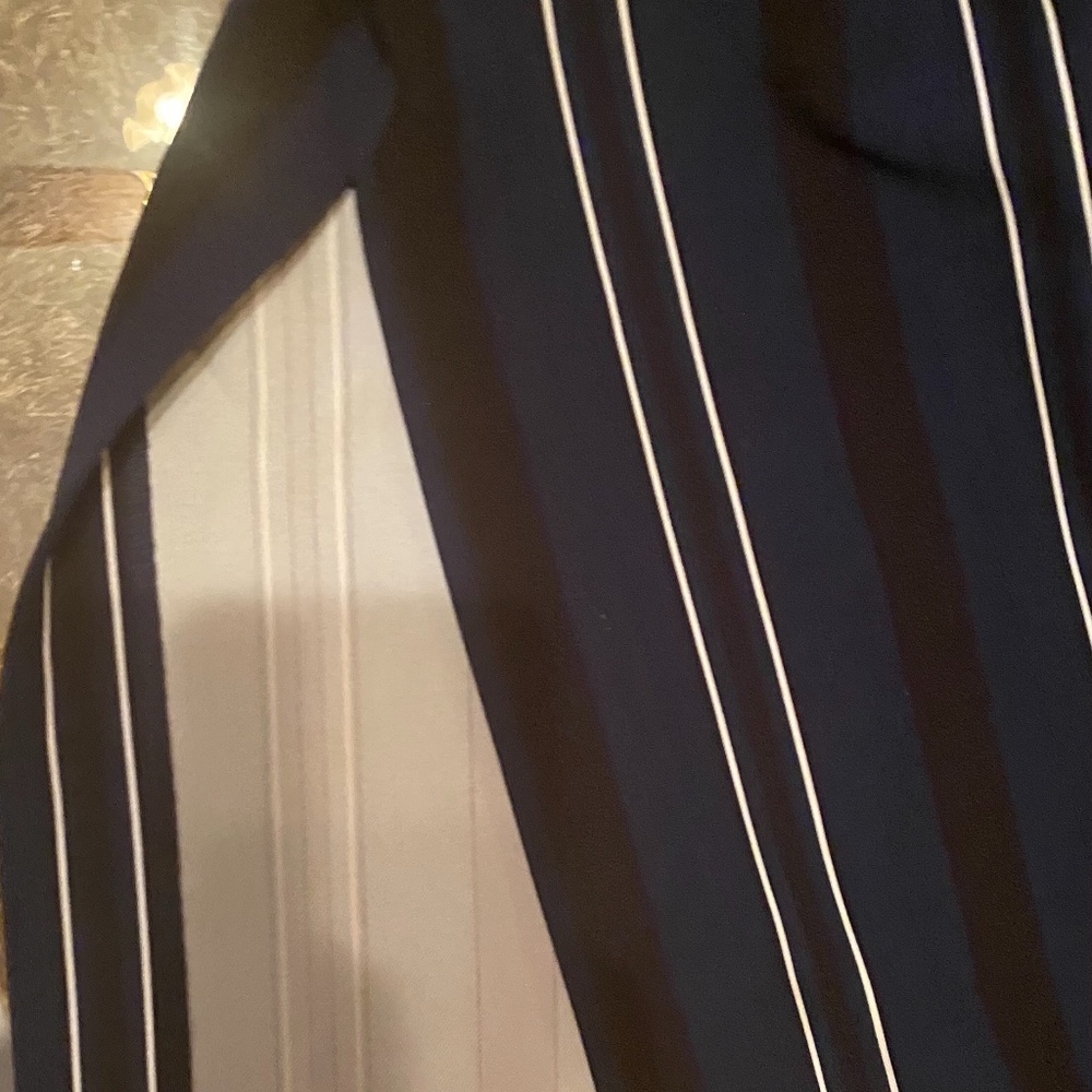 INC Blue/Black & White Striped Wide Leg Slacks Sz - Picture 2 of 3